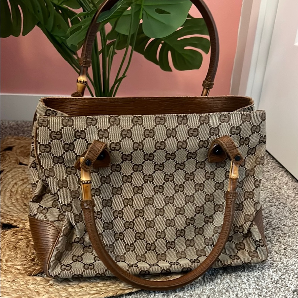 Gucci Brown/Tan GG Monogram Shoulder Bag